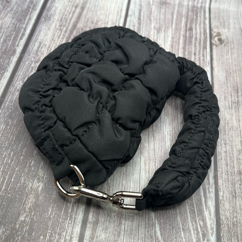 NEW Micro Mini Puffer Bag Charm Wristlet Clutch Puff Padded Quilted Black - Picture 5 of 16